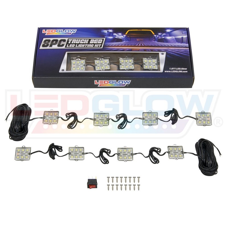 LEDGlow 8pc White Truck Bed Cargo LED Lighting Kit -