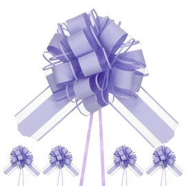 M METERXITY 12-Pack Large Pull Bow, 8.7 Inch 22cm Plastic Flower Ribbon Pull Bows Ribbon Bows for Gift Wrapping/Wedding/Baskets Decorations, Satin Pull Bows [Purple Gift Bow]