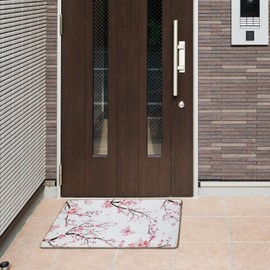 Jvpke Pink Cherry Blossom Door Mat, Floral Bath Flower Bath Mat, 17x30 Inches