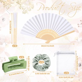 Suncalla 48 Pcs Bridesmaid Scrunchies Proposal Gifts Include 12 Hair Clips 12 Bachelorette Hair Ties 12 Folding Fans 12 Organza Bags Bridal Shower No Damage Gift for Wedding Party Favor