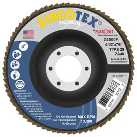 FlexOvit® ZIRCOTEX® 4-1/2" X 7/8" 40 Grit Type 29 Flap Disc (Z4500F Pack of 10)