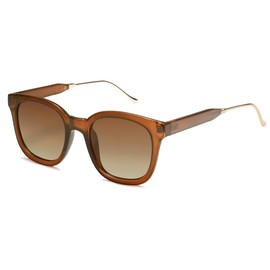 SOJOS - anteojos de sol polarizadas cuadradas clásicas para mujeres y hombres, retro, a la moda, UV400 Sunnies SJ2050, Marrón oscuro/marrón, Mediano