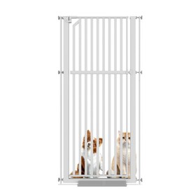 Glaf Extra Tall Pet Gate 63" Pressure Mounted Cat Door Safety Metal Cat Gate Adjustable Width Dog Door Auto-Close Dog Gates for Doorways, Stairs, Kitchen, Hallway (White, 29.92-33.46")