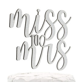 NANASUKO Bachelorette Party Cake Topper - Miss to Mrs - Double Sided Silver Glitter - Premium quality Made in USA