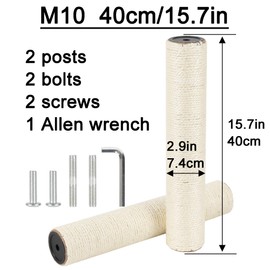 NEUMIHARO 2.9in 7.4cm Diameter Cat Scratching Post Replacement Pole Parts (M10, 40cm/15.7in)