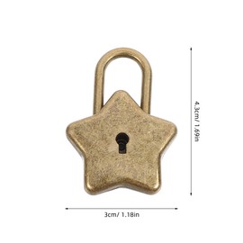 Gadpiparty Lock Antique Brass Padlock with Key, Vintage Star Shape Anti-Theft Mini Padlock Bag Travel Suitcase Luggage Box Cases Key Keyed Padlocks