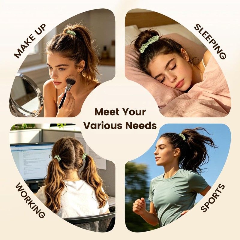 5 Scrunchies para Cabello Mujer, Coleteros Elásticos de Apariencia Seda,