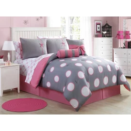 VCNY Home - Full Bed in a Bag, 10-Piece Bedding Set with Matching Sheets & Bedskirt, Ideal for All Seasons, Cozy Chic Home Decor (Sophie Black/Pink, Full)