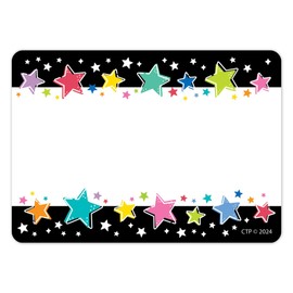 CTP Star Bright Colorful Stars on Black Labels Top Classroom Decorating Accents (Creative Teaching Press 10942)