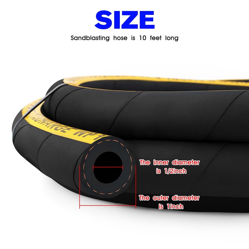 Sandblast Hose 1/2" ID, 1" OD, 10 Ft Long Heavy