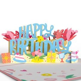 Lovepop Feminine Birthday Pop-Up Card for Her - 3D Greeting Cards for Girls, Women, Wife, Sister, Daughter - It's Time to Celebrate - 5" x 7" Happy Birthday Card - Blank Note Card & Envelope Included