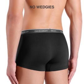 DAVID ARCHY Mens Trunks Underwear Soft Breathable Rayon Made from Bamboo Trunk No Fly Pouch 4-Pack XXL 2.5''