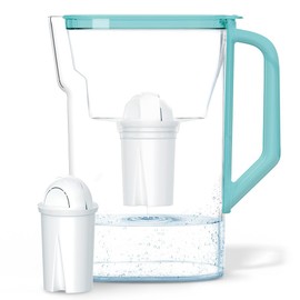 Wessper Water Filter Jug 2.7 L Compatible with Brita Classic for Fridge Door, Water Filter System to Reduce Limescale, Chlorine, Water Filter Jug + Water Filter Aquaclassic, Mint