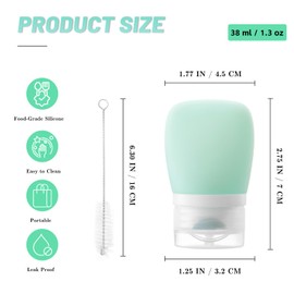 XJMWXHFC 4Pcs Squeeze Salad Dressing Bottles, Mini Sauce Condiment Bottles, Leakproof Salad Dressing Container with 2pcs Cleaning Brush, Squeeze Bottles for Sauces (1.3OZ, 38ML)