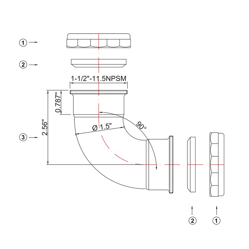 ZM Heavy-Duty 90-Degree Elbow with Slip-Joint Connection, Chrome