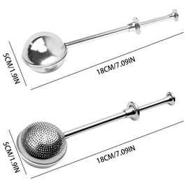Pack of 2 Tea Strainer for Loose Tea, Tea Balls with Telescopic Handle, Tea Strainer Spoon, Stainless Steel, Tea Tongs, Easy to Clean Tea Strainer, Versatile Tea Infuser, for Filtering Teas, Cocoa