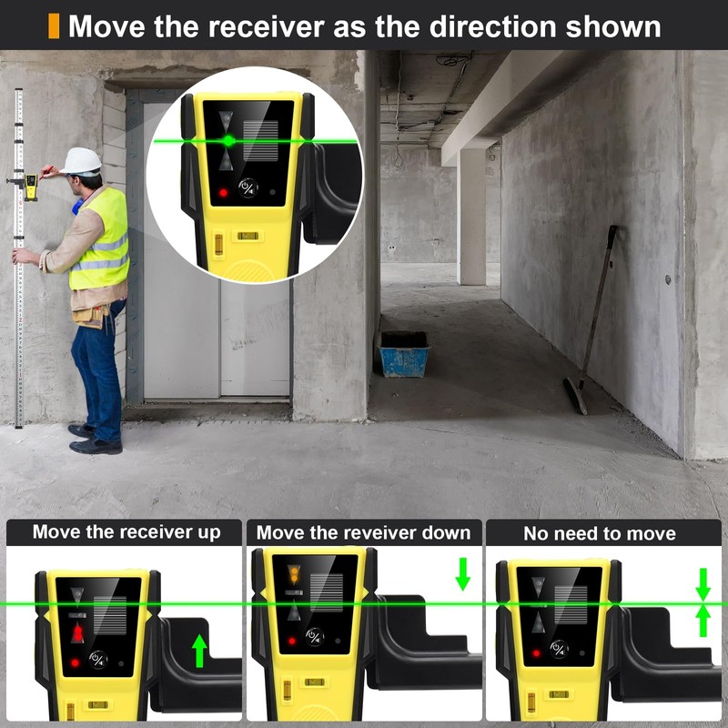 Firecore Laser Receiver for Green Laser Level, Two-Sided LCD Displays