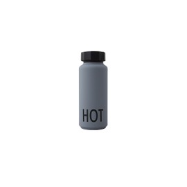 Design Letters insulated stainless steel water bottle | 500 ml | Double Walled vacuum flask for hot and cold water | Thermos flask for travel and gym | BPA and BPS-free | Grey water bottle