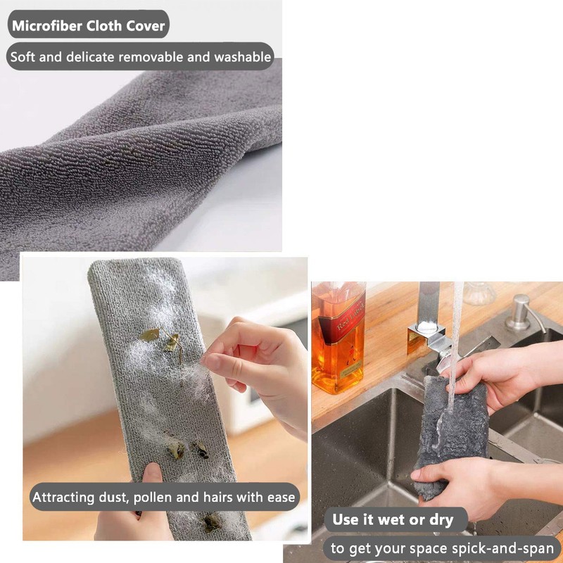 Dust Brush Under Appliance Microfiber Duster with Extension Pole (40