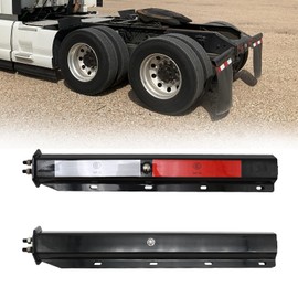 2 Pcs Black Straight Spring Loaded Mud Flap Hanger Bracket Mudflap Holder Set 1-1/8" Bolt Spacing 30" Length with Aluminum Reflective Tapes Fit for Semi Trucks