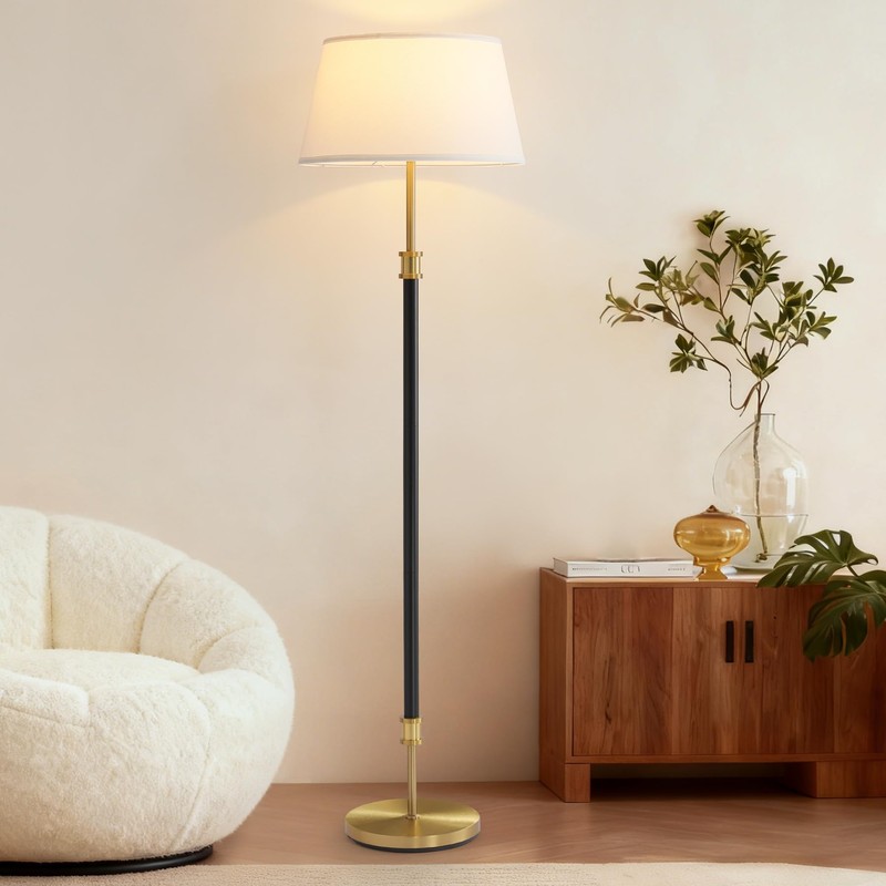 ZenGlimmer Modern Mid Century Floor Lamp with Soft Linen Shade,