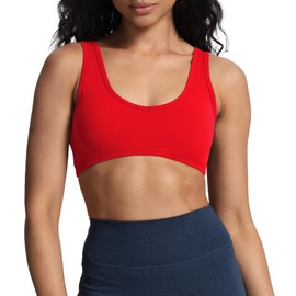 Aoxjox Women's Workout Sports Bras Basic Baddie Fitness Training Gym Bra Yoga Crop Tank (Racing Red, Small)