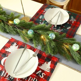 Ceenna 6.2FT Pre Lit Christmas Cedar Garland with Lights Artificial Pine Garland Christmas Decorations with Ball Ornaments,8 Modes Timer Battery Operated for Outdoor Indoor(Light Blue)