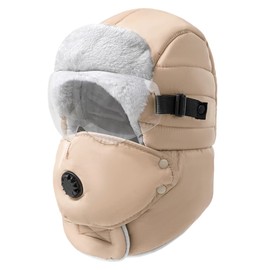 KXF 5-in-1 Waterproof Winter Trapper Hat with Ear Flaps Windproof Thick Warm Cold Weather Winter Hats for Men Women Showerproof Rainproof Full Cover Balaclava Coldproof Cycling Fishing Skiing Cap