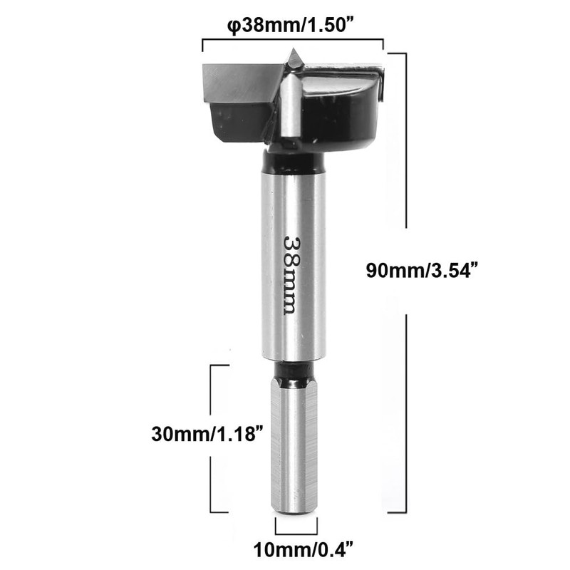Sinoprotools HW Forstner Drill Bit Diameter 38 mm, 10 mm