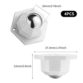 4 Piece Ball Castors Heavy Duty Set 200 kg Load Capacity, Universal 360° Wheels for Furniture, Furniture Castors, Small, Kitchen Utensils, Electrical Appliances & Storage Boxes (ABS Material, White)