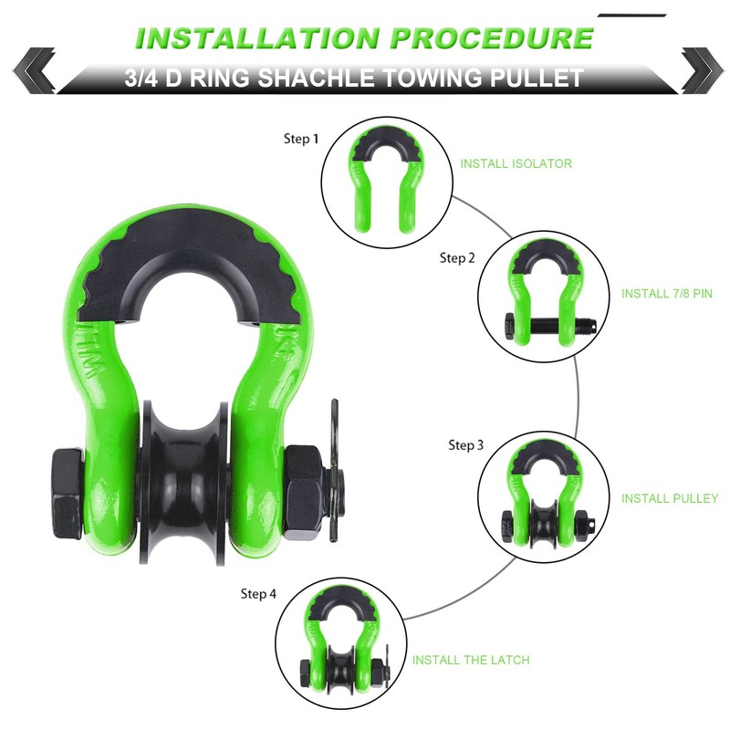 AMBULL Upgraded Snatch Block, 3/4" D Ring Shackle (2 Pack)
