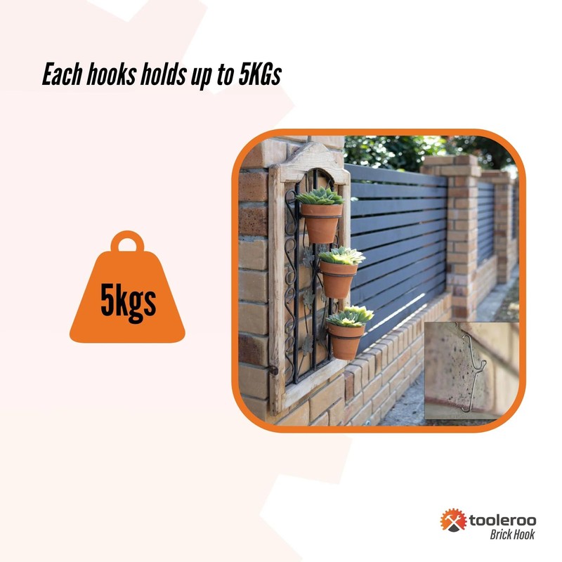 5 Pack 76mm (3") Brick Hooks - Wall Clips Hangers
