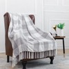 Grey White Buffalo Plaid Decor Blanket, Lightweight Soft Chenille Check