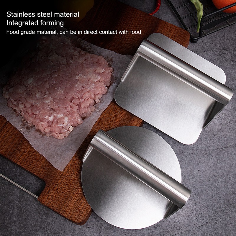 Stainless Steel Burger Press Professional Manual Adjustable Prevents Stick Grill