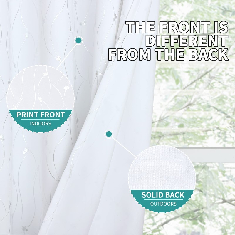 BGment White Blackout Curtains 60 Inches Wide for Bedroom/Living Room,