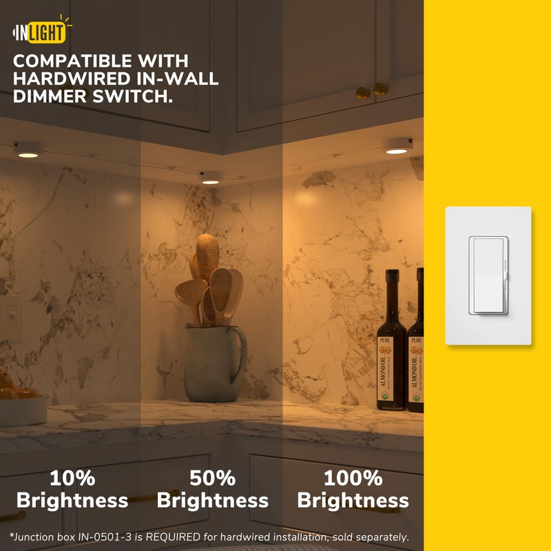 GETINLIGHT 2.75" Wide 4000K Swivel and Dimmable Wired LED Puck