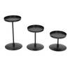 3pcs Pillar Candle Holder Black Double Sided Black Piano Paint