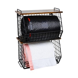 2 Pack Extra Large Trash Bag Holder Under Sink, Wall Mounted Garbage Bag Dispenser Roll Holder for 13/33 Gallon Trash Bags, Kitchen/Pantry/Laundry Room Organization Basket Storage Bin