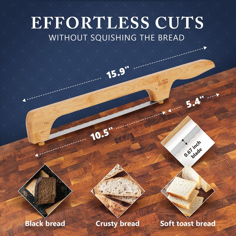 Albert&Grace Bread Bow Pro Knife – Serrated High-Carbon Blade with