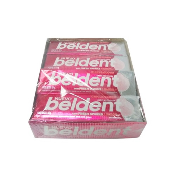 Beldent Chicle Globo Tutti-Frutti Bubblegum with Fresh Sparks - No Sugar Added, 10 g / 0.35 oz (box of 20)
