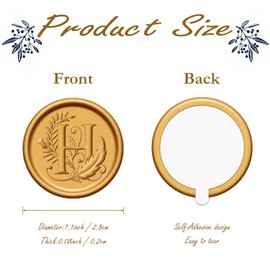 Pack of 50 wax seal stickers, gold letter H