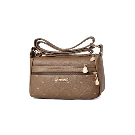 T.Y.ryanryan Women's Shoulder Bag, Crossbody Bag, Shoulder Bag, PU Leather, Khaki