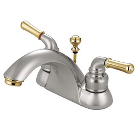 Kingston Brass KB2629B Naples 4-Inch Centerset Lavatory Faucet Brass Pop-Up, Brushed Nickel and Polished Brass