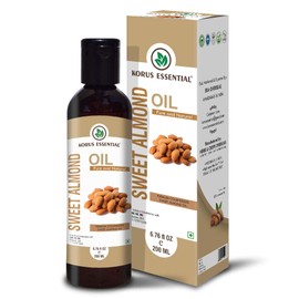 Korus Essential 100% Pure & Natural Sweet Almond Oil, 200ml | For Hair & Skin