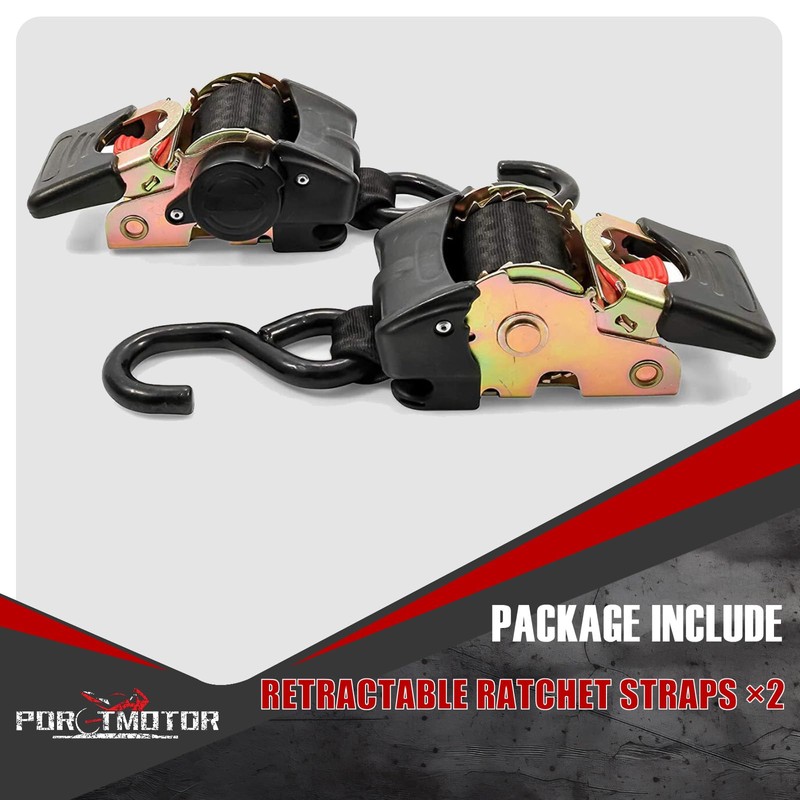Porotmotor 4 Pack Bolt-On Retractable Ratchet Straps (1" x5.3'), Self