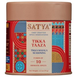 Satya Tikka Masala Spice 2.5oz, Tomato & Smoky Indian Tikka Masala Seasoning, Vegan, Low Sodium, Gluten & Dye Free Spice Blend, Paneer & Chicken Tikka Masala Mix for Marinade Sauce Sandwich Wraps Pasta in Reusable Tin