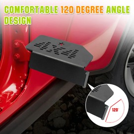 BORDAN Front Foot Pegs Doors Off for Jeep Wrangler JK JKU JL JLU JT Gladiator 2007-2025, Exterior Door Hinge Foot Peg Metal Rest Pedals, Comfortable 120 Degree Wrangler Foot Pegs, 4X4 Flag Style