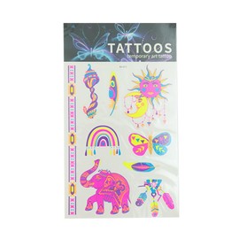 Sarini Temporary Tattoos,Glow UV Neon Body Face Skin Tattoo Jewellery Tattoos Flash Waterproof False Tattoo Stickers Rave Festival Accessories - Indian series 10 Sheets