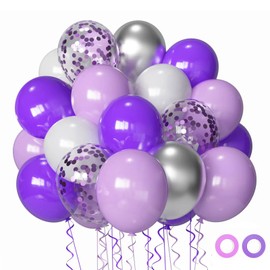 Purple Party Balloons Set, Purple Balloons 50 Pcs 12 inch Lavender Lilac Latex Balloons For Birthday Bridal Shower Wedding Party Baby Shower Party Decoration