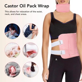 Paquete Aceite Ricino, Correa Ajustable, Envoltura Paquete de Aceite, Kit de Paquete de Aceite Ricino Masaje Reutilizable a Prueba de Ricino, para la Cintura, el Cuello y el